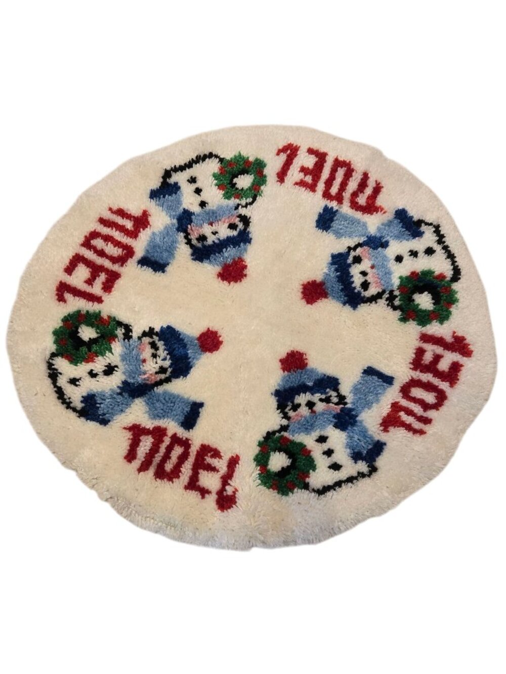 Vintage Round Christmas Rug Snowman Noel Design Holiday Decoration Tree Skirt